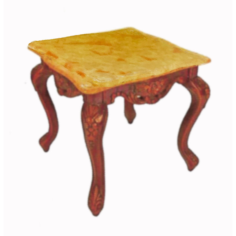 Plateau en marbre avec table de bout en bois massif, Noyers, Rose
