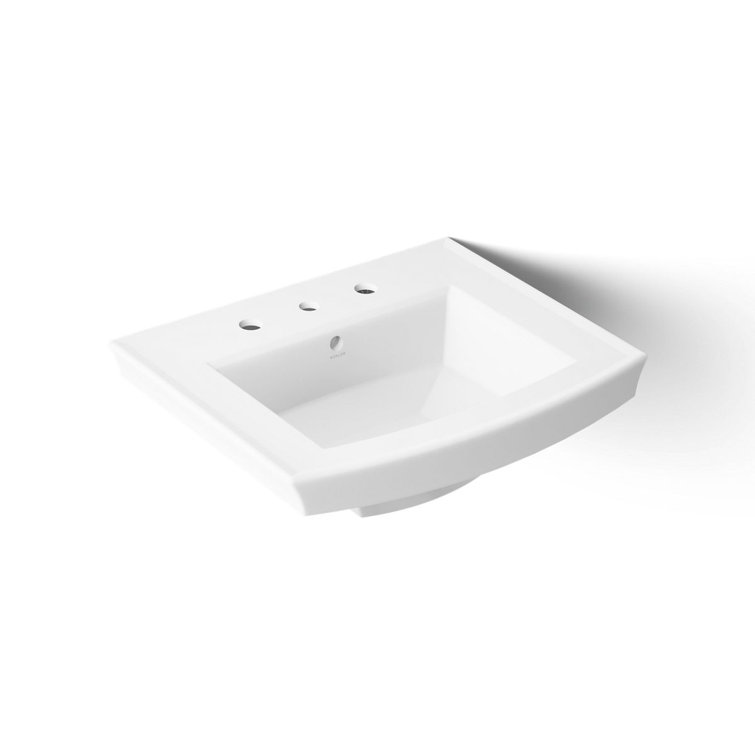 Archer® Vitreous China Rectangular Pedestal Bathroom Sink with Overflow