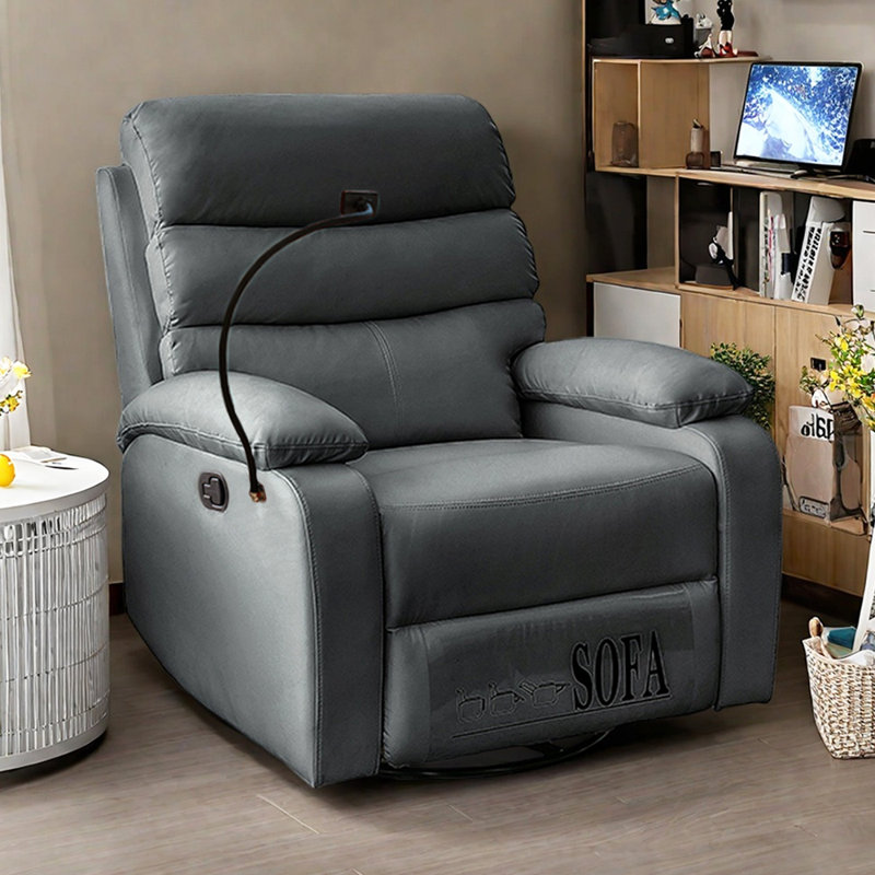 Modern Faux Leather Casual Functional Recliner, Dark Gray