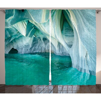 Marble Caves at European Mediterranean Lake Geologic Eroded Art Photo Graphic Print & Text Semi-Sheer Rod Pocket Curtain Panels -  Ambesonne, p_19435_108x84