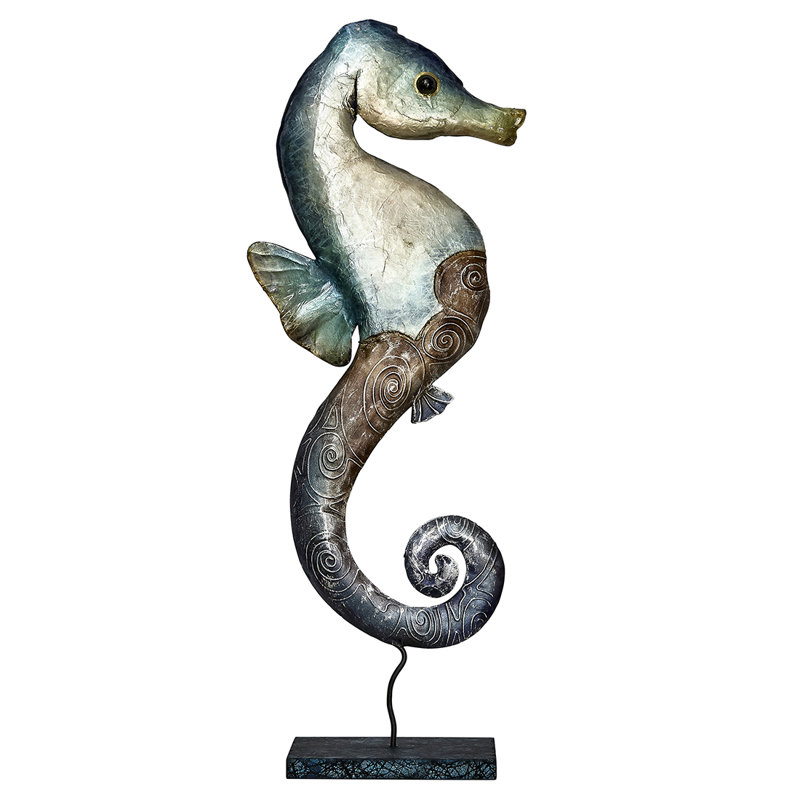 Partain Seahorse Capiz Shell and Metal Stand