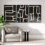 «Mid Mid Century Shape Black Abstract Geometric Neutral», reproduction d'art encadrée-100707494-100707493