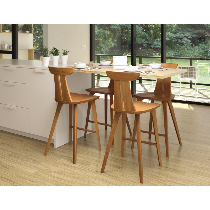 Estelle Solid Wood Stool, Cognac Cherry, Bar Stool (30" Seat Height)