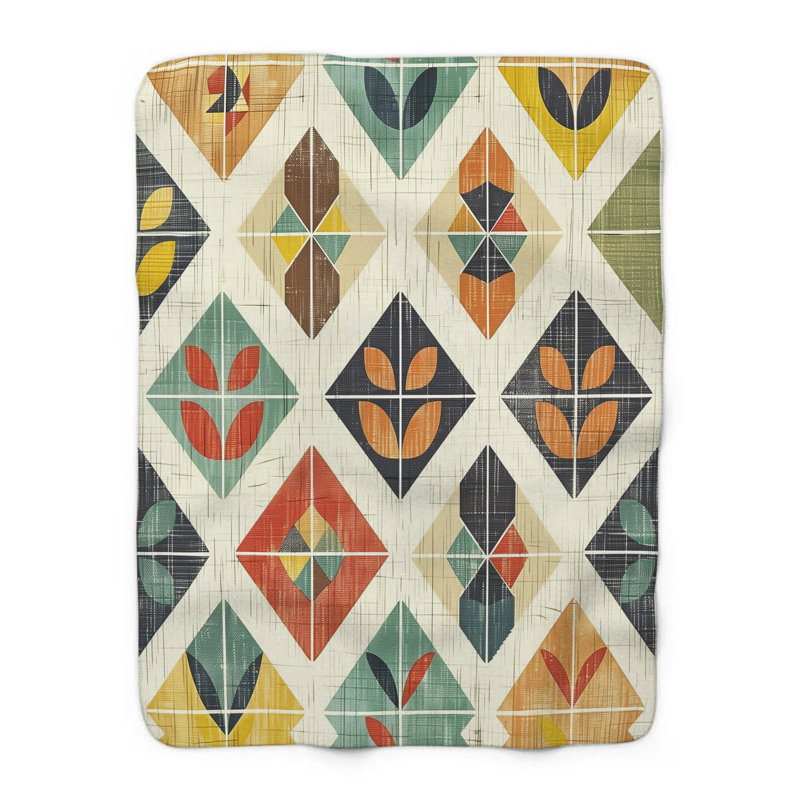 Motif nordique de tons terreux - couverture en sherpa de qualité supérieure - reproduction d'art luxueuse, l 60 po x L 80 po