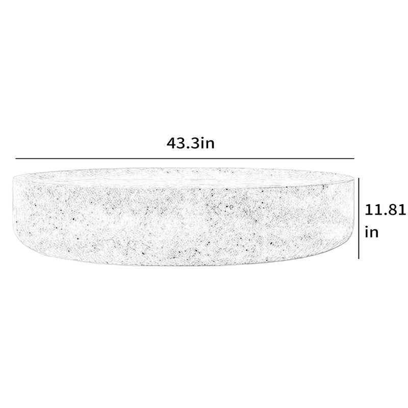 Round Fiberglass Coffee Table with Smooth Surface, 11.81" H x 43.3" L x 43.3" W, Cream