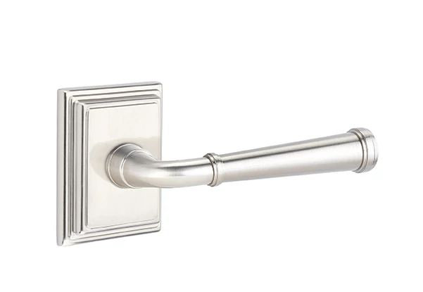 Emtek Passage Interior Mortise w/ Wilshire Rosette & Merrimack Lever, Satin Nickel, Left