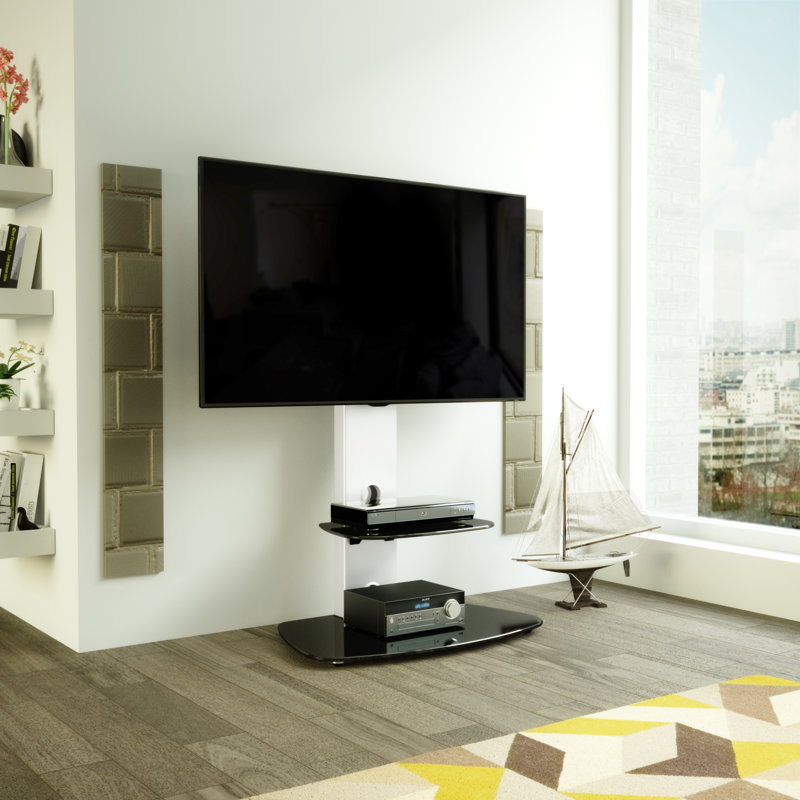 Sissinnguaq Unfinished TV Stand for TVs up to 65", Silver/Black
