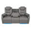 Double fauteuil inclinable de cinéma maison en cuir fleur avec ports USB et de type C