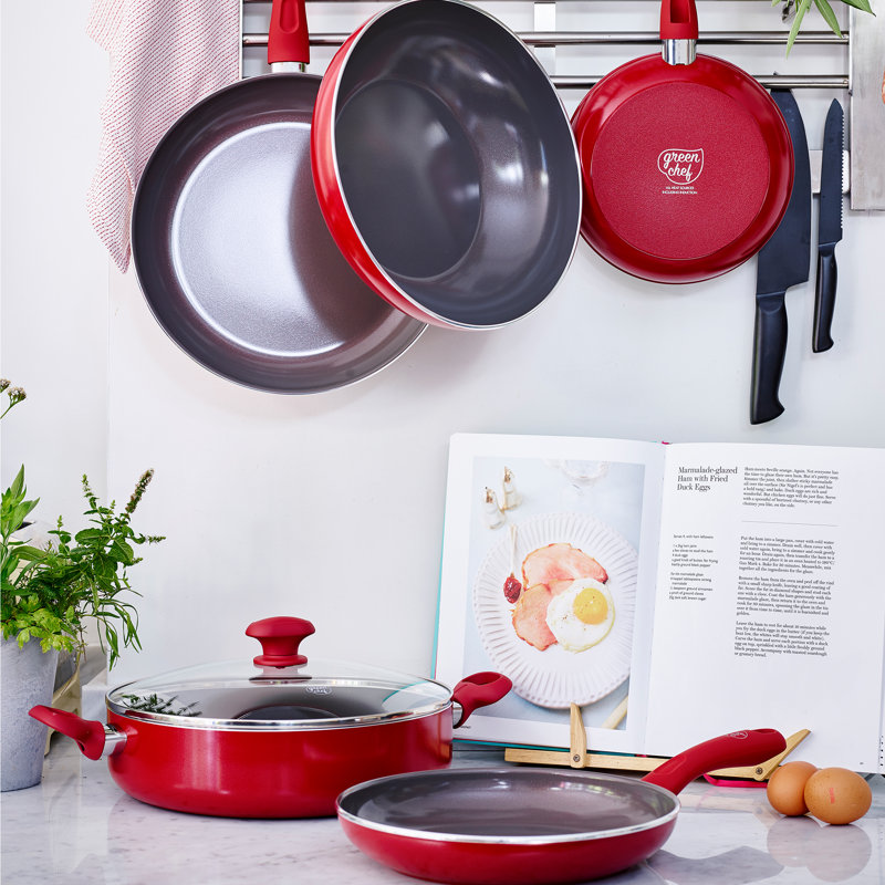 GreenChef Diamond Aluminium Non-Stick Frying Pan, 28 cm, Red