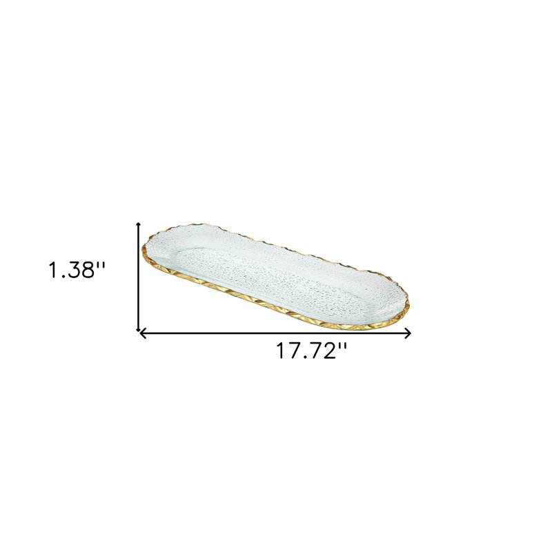 Harper Gold-Lined Crystal Oval Serving Tray