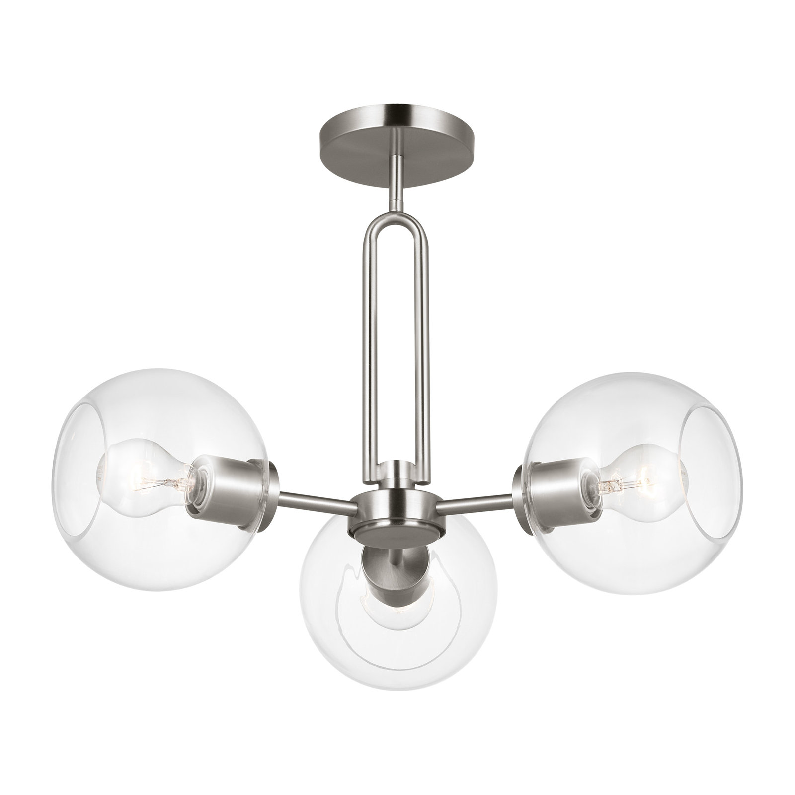 Herma 22" 3-Light Semi Flush Mount, Brushed Nickel