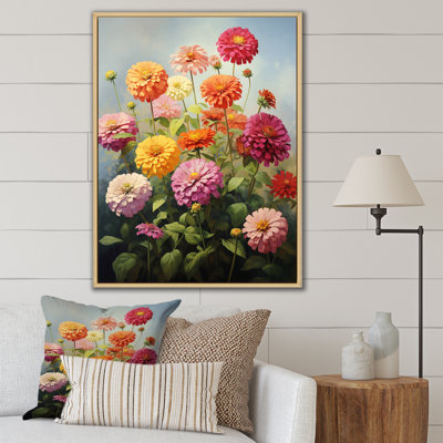Zinnias Romantic Impression, reproduction d'art sur toile