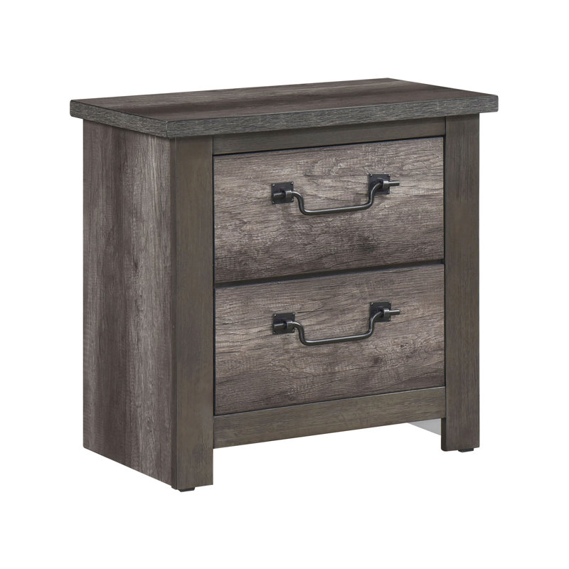Table de chevet grise pour chambre à coucher avec 2 tiroirs - Build 2 en bois composite
