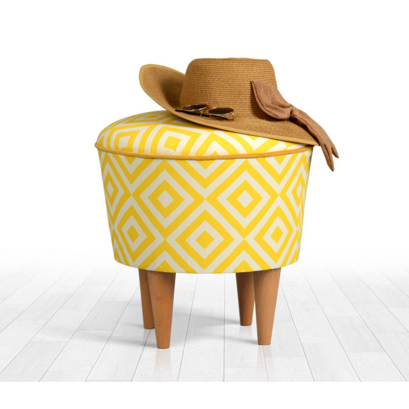 Kwinana 42cm Wide Round Geometric Footstool Ottoman