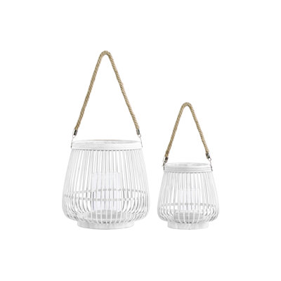 Ensemble de lanternes rondes en bois 2 pièces