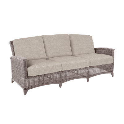 Astoria 85.13" Wide Outdoor Wicker Patio Sofa with Cushions