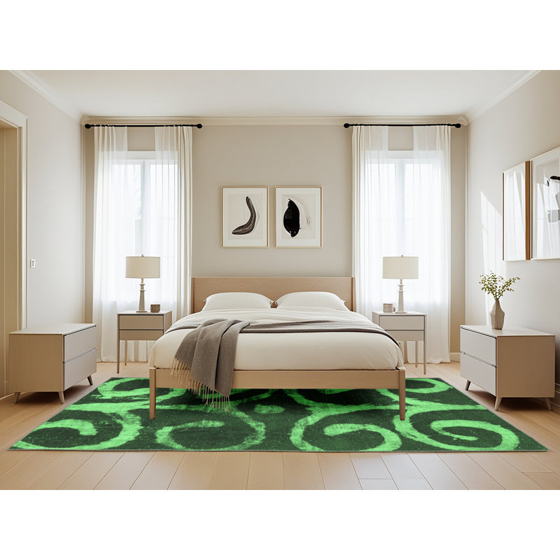 Washable Abstract Indoor Rug, Rectangle 5' x 8'
