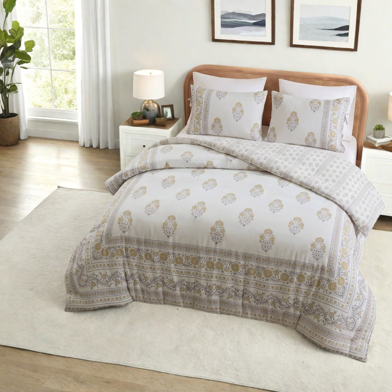 Cotton Blend Floral and Vintage Look Duvet Cover Set