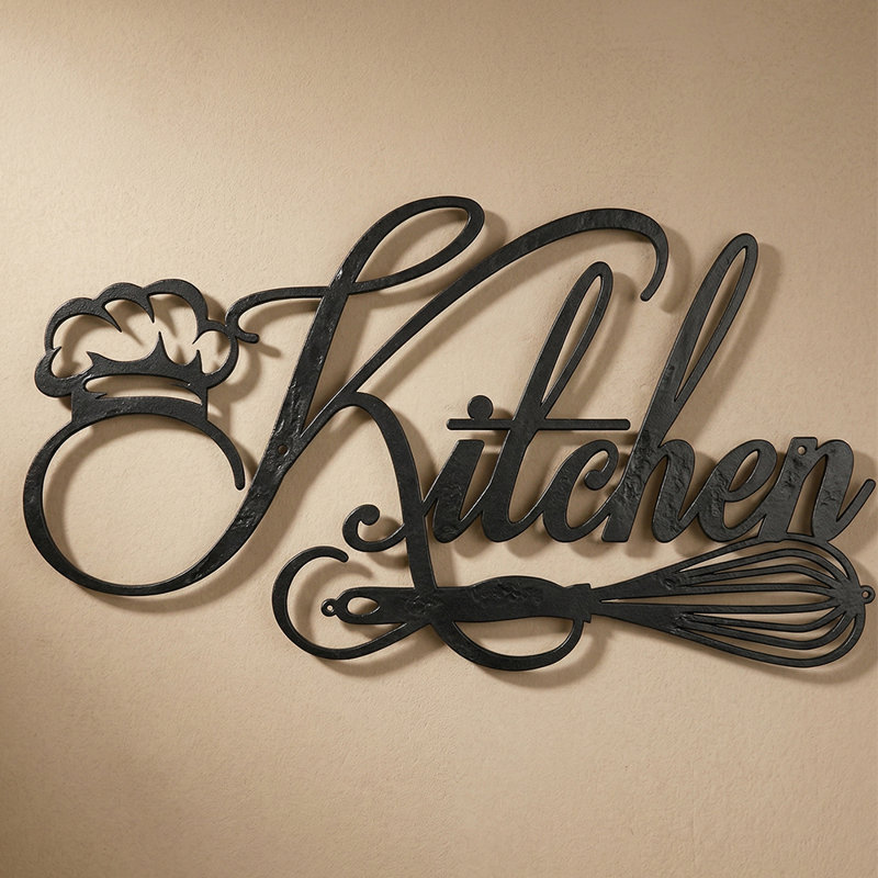 Vintage Farmhouse Kitchen Metal Wall Art Sign With Chef Hat & Whisk For Kitchen, Living Room & Dining Room Wall Decor