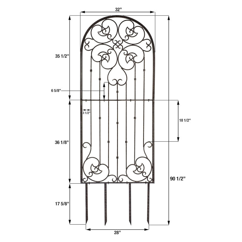 H Potter 72” Heavy Duty Garden Trellis – 60 lb Solid Iron Scrollwork Panel