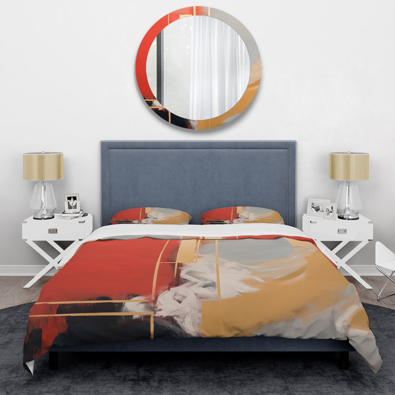 Ensemble de housse de couette jaune et rouge, Housse de couette pour très grand lit et 2 très 