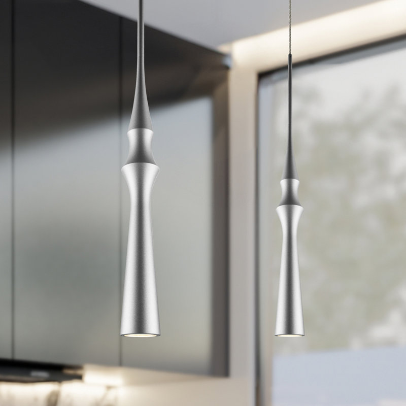 Mini-luminaire suspendu 1 lumière DEL Polaris, Argent