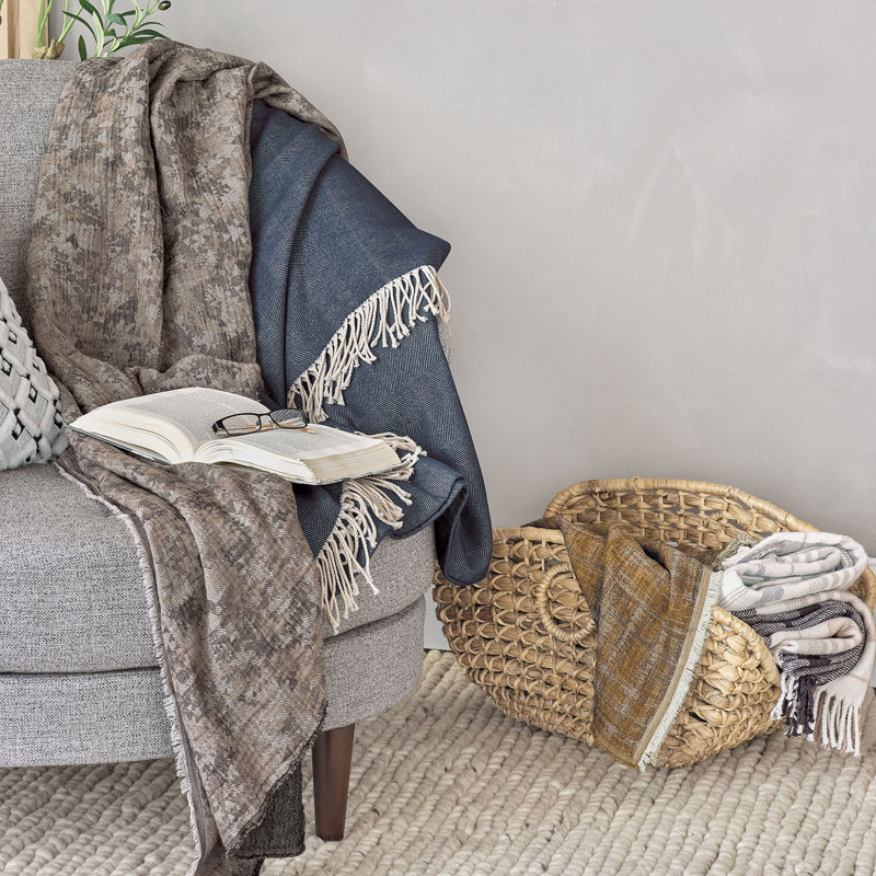 Arley Throw Blanket, Navy Blue