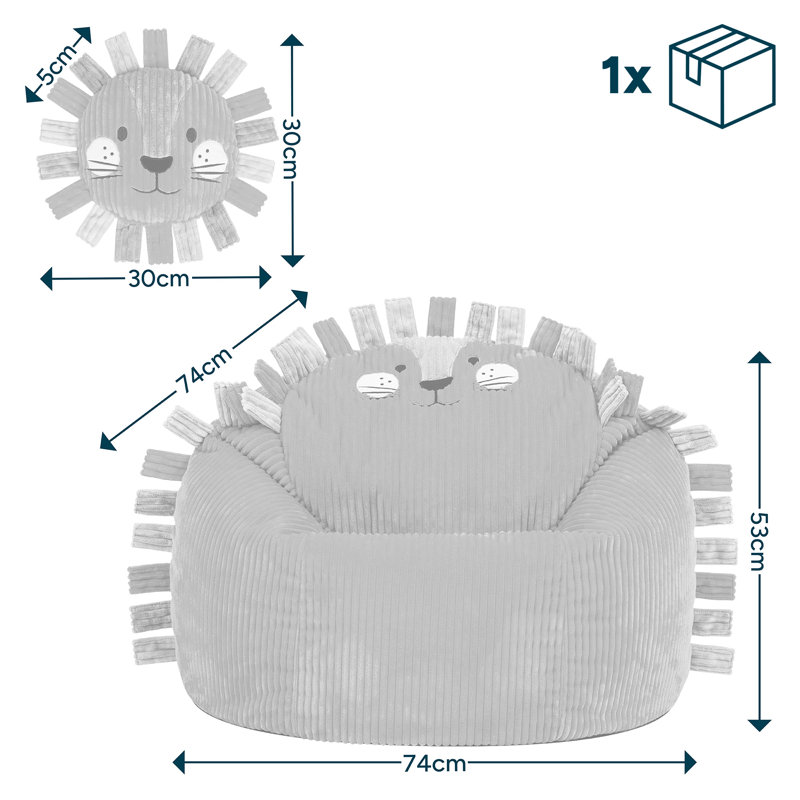 Kids Animal Friends Bean Bag Set, Lion