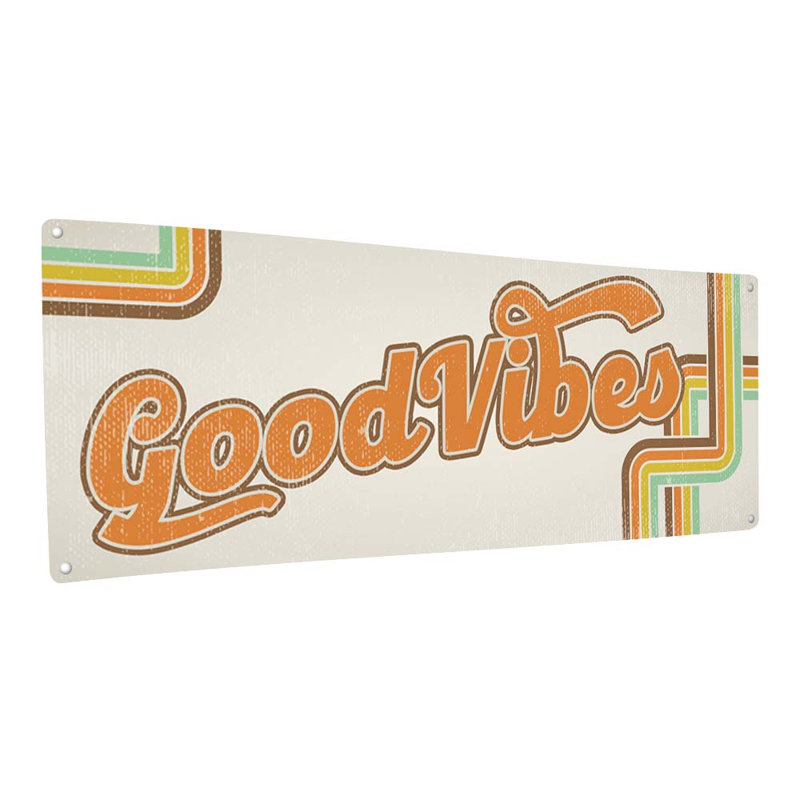Retro, Good Vibes Metal Sign, H 11,5 po x l 31 po