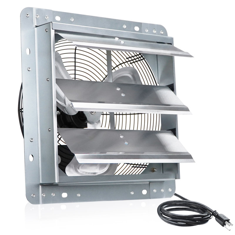 Ventilateur d'extraction mural Ventisol de 12 pouces mural, obturateur automatique en aluminium, ventilateur à grande vitesse 1800Cfm pour garages et magasins, serre, ventilation de grenier