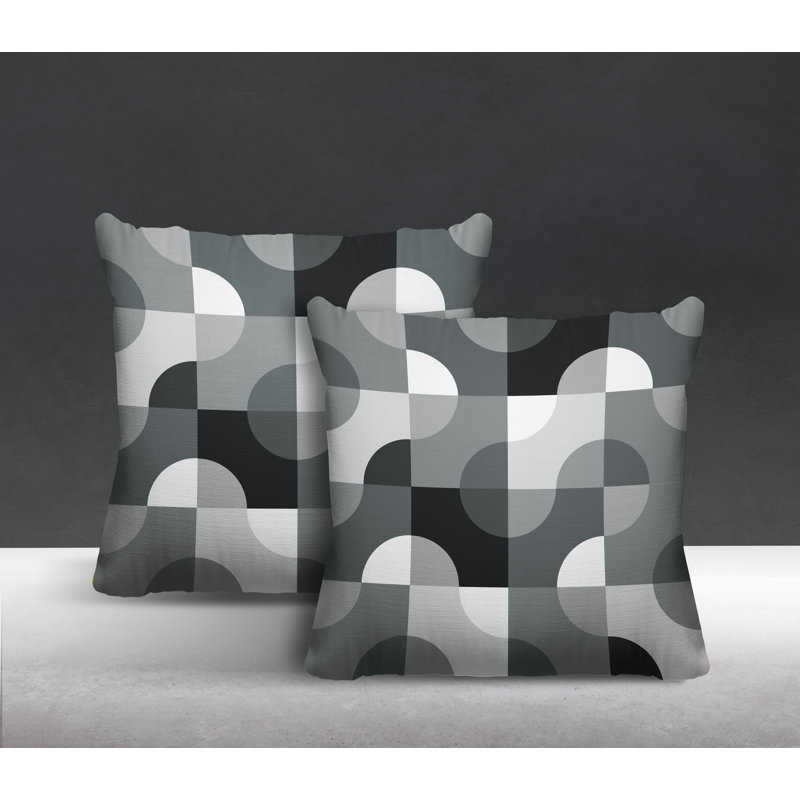 Coussin décoratif carré intérieur / extérieur Milda, L 17 po x H 17 po, Gris
