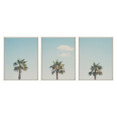 «Trio of Palm Trees 1, 2 and 3» par Laura Evans, ensemble d'art mural sur toile encadrée