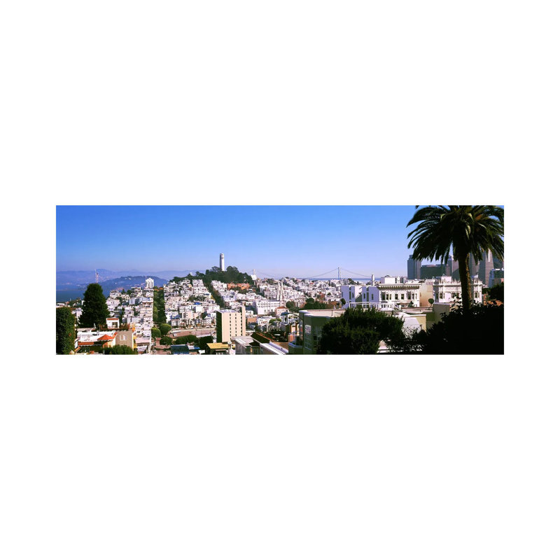 High Angle View Of Buildings In A City, Russian Hill, San Francisco, California, USA - Wrapped Canvas Panoramic Print