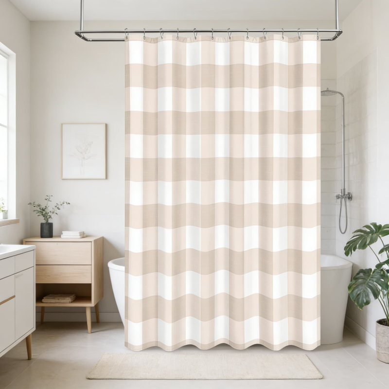 Ensemble de rideau de douche Classic Gingham, Beige