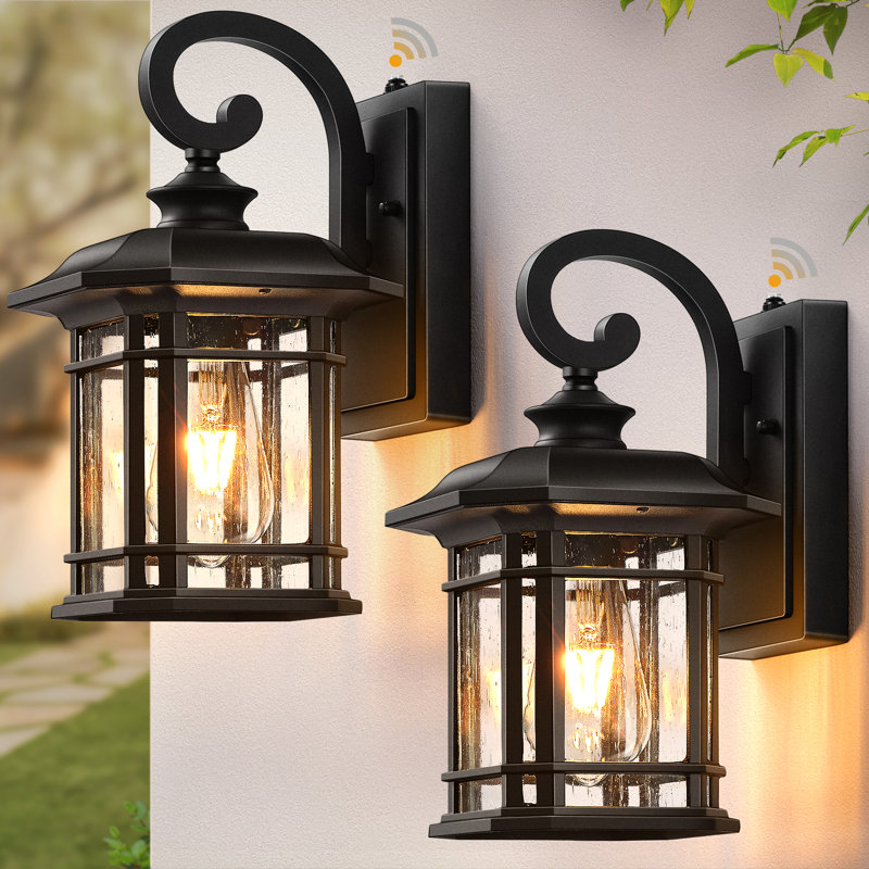 2 Pack Black Outdoor Wall Light Fixture Dusk to Dawn