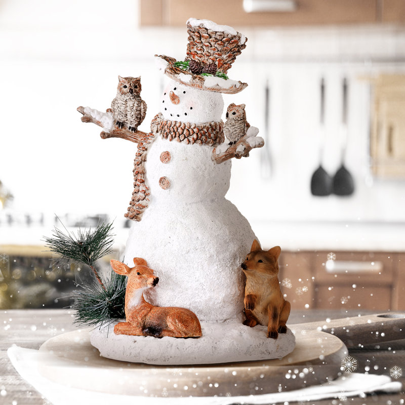 Décoration de bonhomme de neige forêt avec des amis