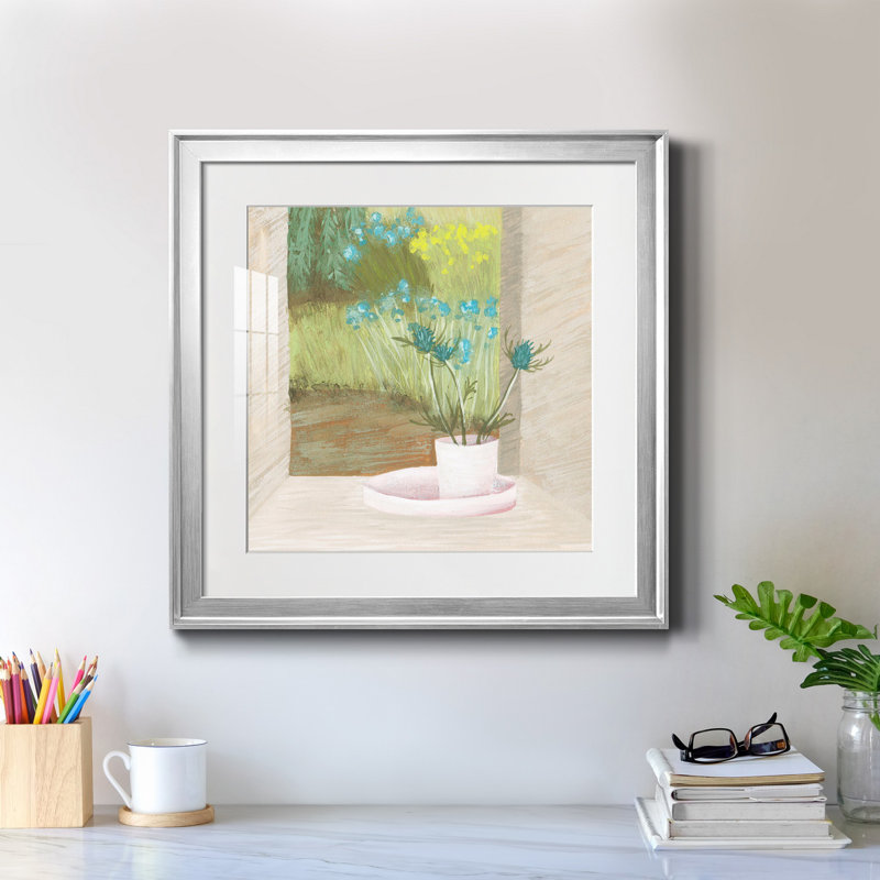 26_Window Plants I-Premium, reproduction encadrée - prête à être accrochée, Papier avec cadre argenté, Blanc