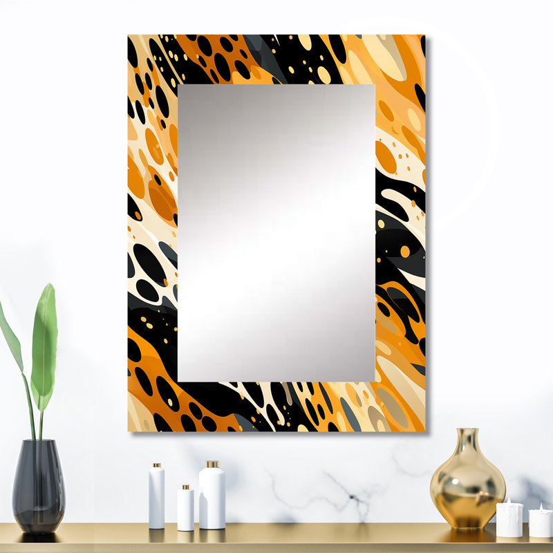 Orange And Black Modern Cheetah Print - animal print  Decorative Mirror, Animal Print Wall Mirror, Printed Metal Art