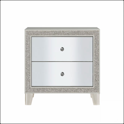 Table de chevet à finition miroir et champagne Sliverfluff avec un design élégant et un grand rangement, parfait pour les chambres modernes