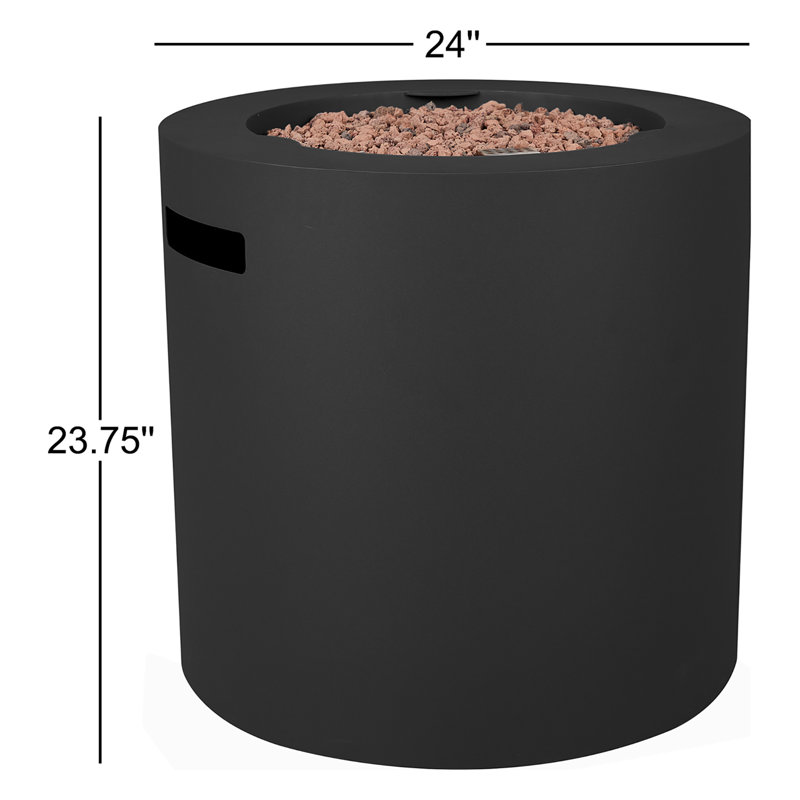 Table de foyer d'extérieur au propane en acier 24 po avec réservoir de rangement caché Aegean par Real Flame, Noir