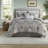 Elegant Cotton Bedding Sets For Cal King, Grey Damask Design