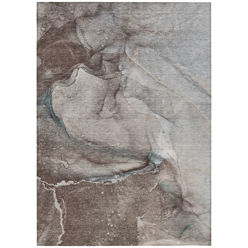 Washable Abstract Indoor / Outdoor Rug, Rectangle 5' x 7'6"