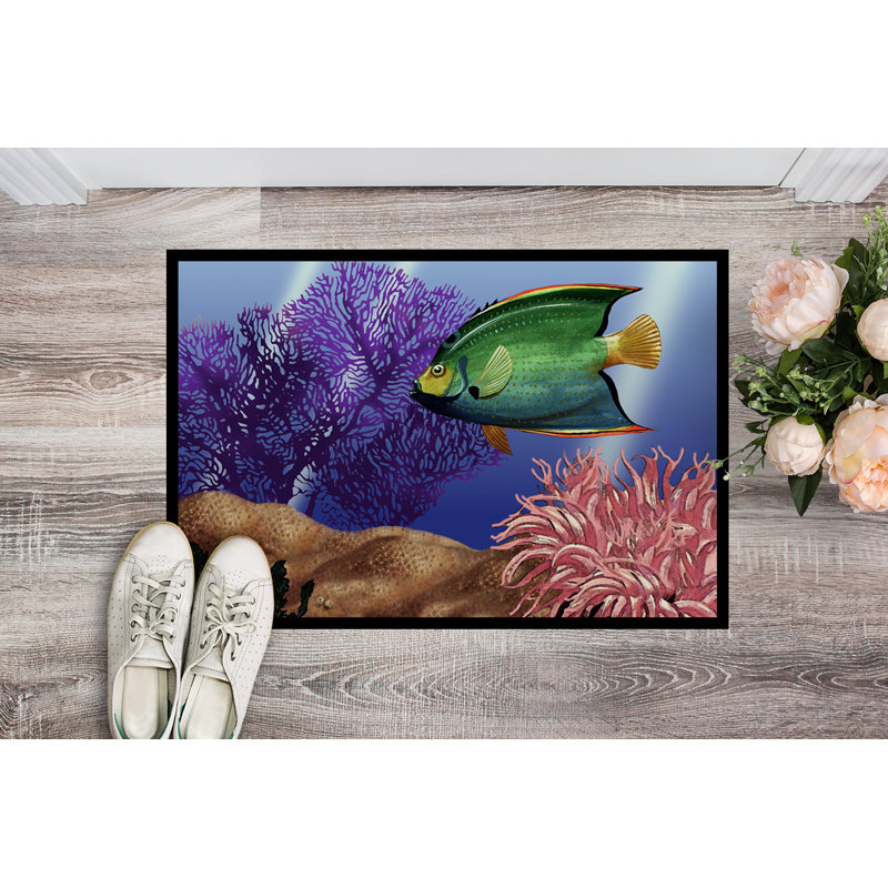 Tapis de porte pour l’extérieur antidérapant 2" undersea imaginaire, Rectangle 1 pi 6 po x 2 pi 3 po