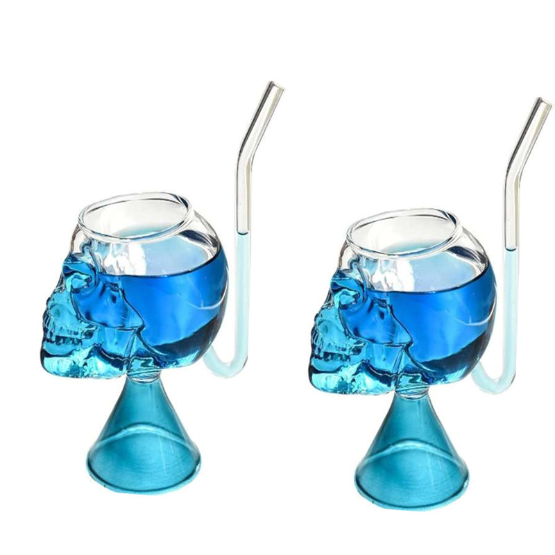 Ensemble de 2 pièces 9 oz. Ensemble de verres à vin sans pied en verre, Bleu