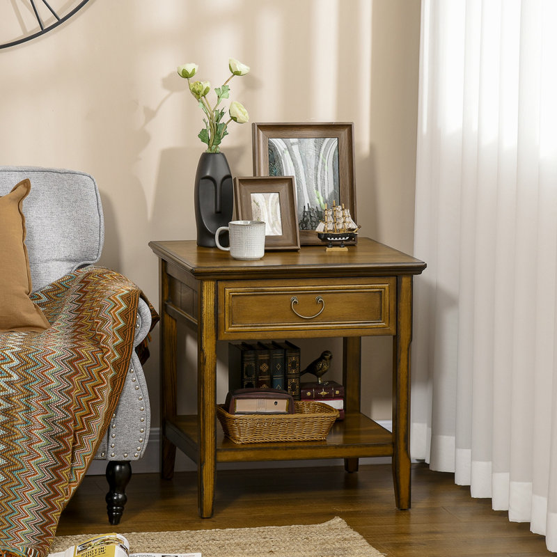 Table de bout avec rangement Akims, Brun foncé