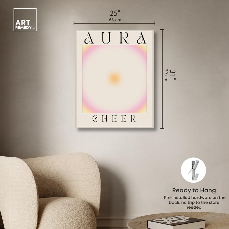 Aura Cheer Canvas Retro Aura Themed Poster Art by Corrigan Studio®, Cadre argenté, 31" H x 25" W