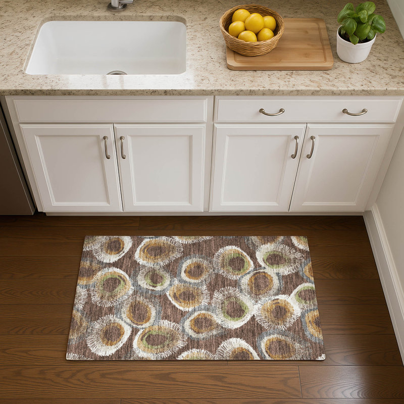 Premium Machine Washable Mayfield AMF2278 Geometric Rug, Brown, 1'8" x 2'6"