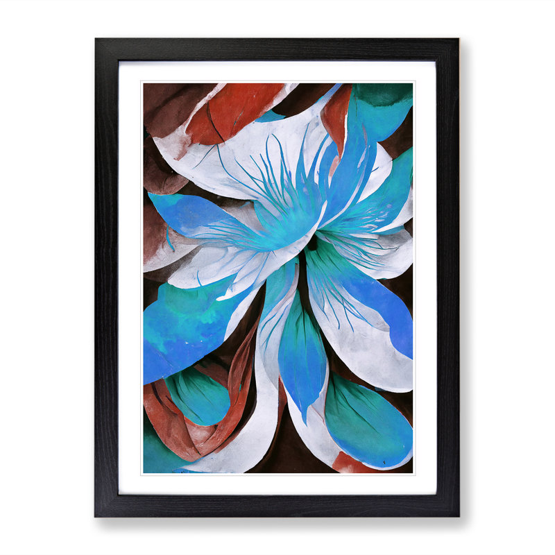 Abstract Flower No.5 - Framed Print, 64cm H x 46cm W x 2cm D, Black