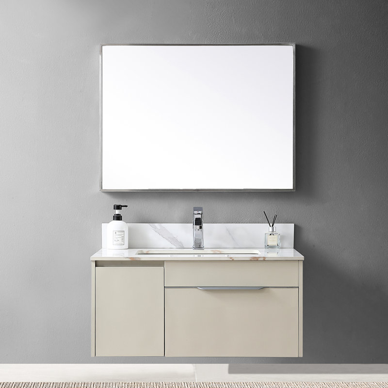 Comptoir de salle de bain 31 po doré avec lavabo en céramique