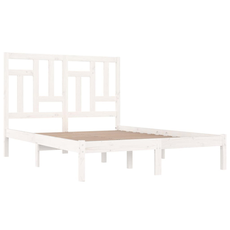 Bed Frame Solid Wood, European Double (140 x 200cm), White